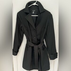 Spense Black Belted Dress Trench Single Breasted Coat Size M